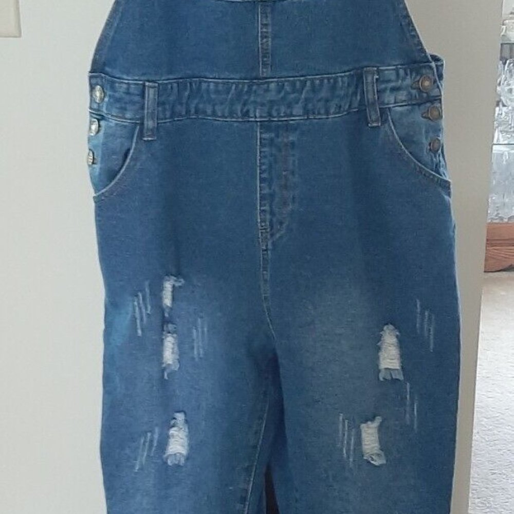 Yeokou Women's Casual Denim Bib Cropped Overalls Jumpsuit